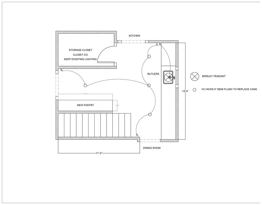 Butler's Pantry — electrical & lighting plan